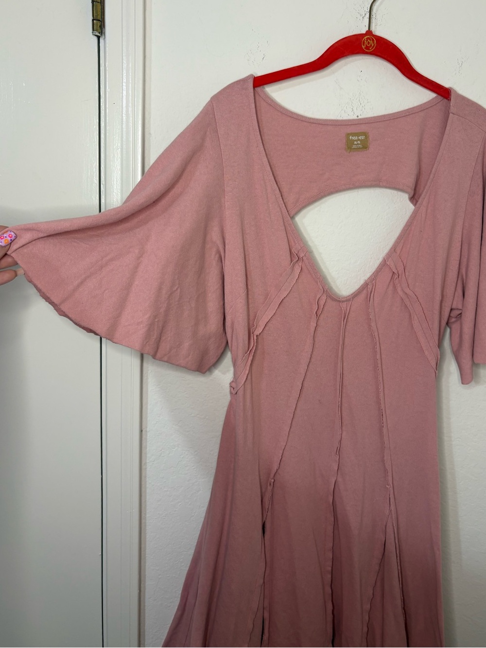 Free People Free-est Angelique Mini Dress Pink Blush open back size XL - Picture 3 of 12
